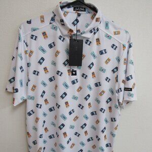 NWT Bad Birdie Core Polo Shirt Crushable Beer Can Short-Sleeve Golf Large